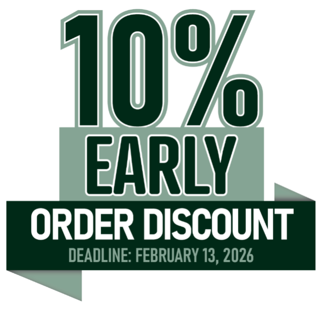 10% early order discount promotion with deadline text on a green background